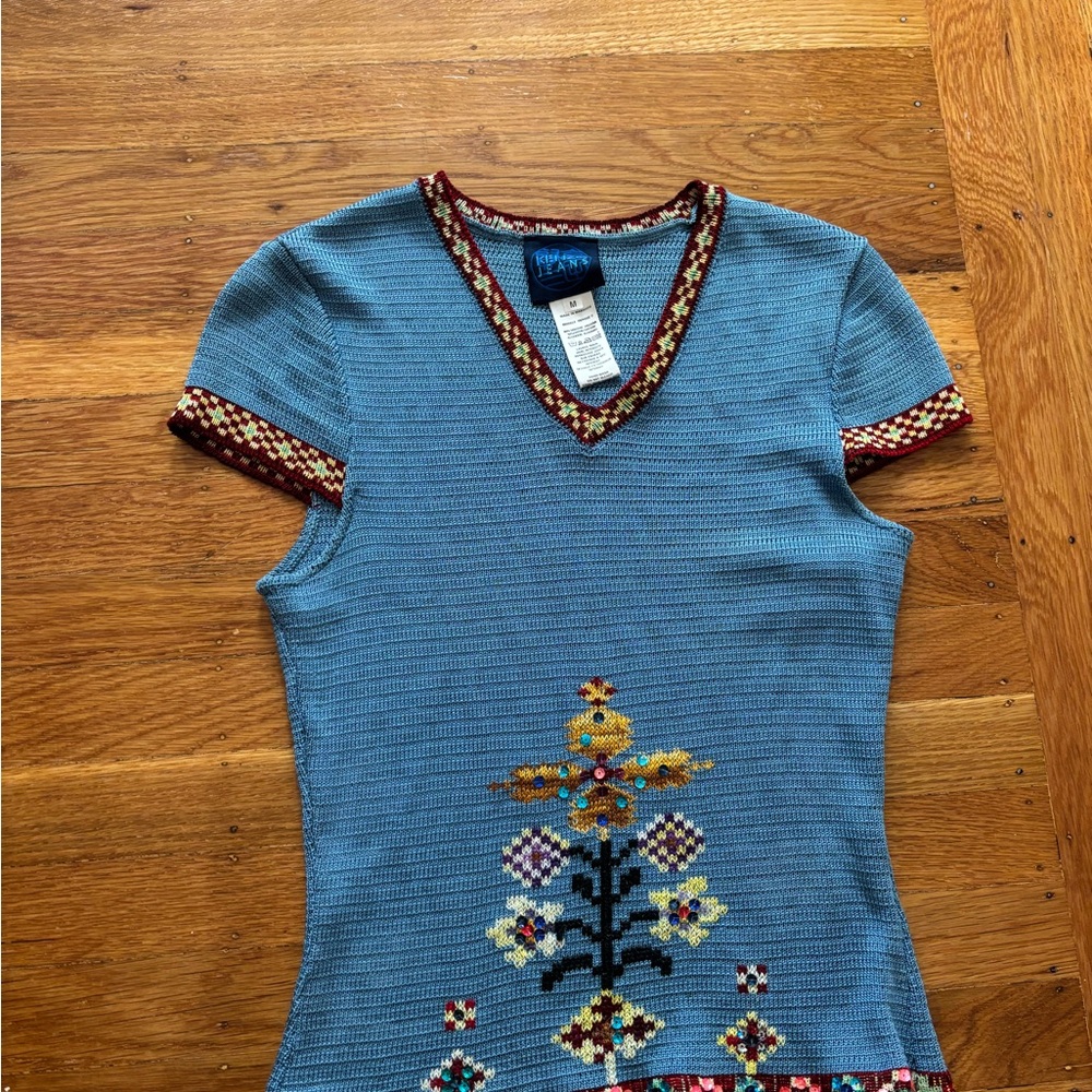 Kenzo Blue Fitted Embellished T-Shirt